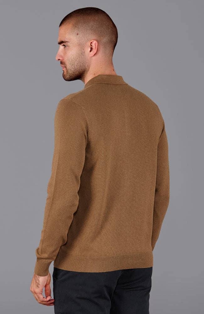 Paul James Knitwear – wholesale Polo – Men’s – Mens Lightweight Cotton Long Sleeve Knitted Polo Shirt11