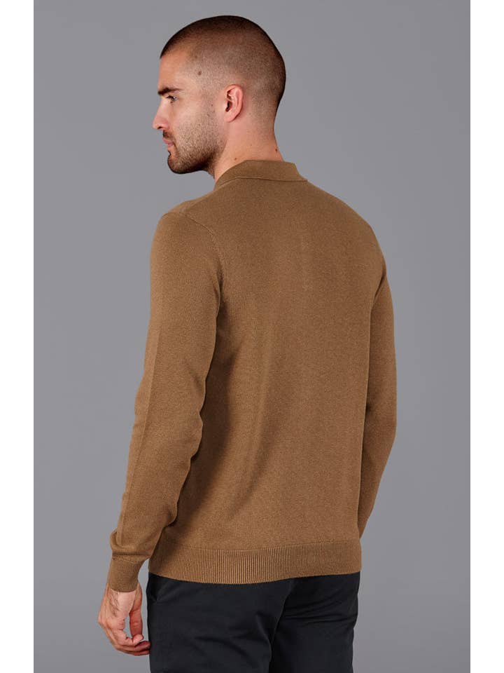 Paul James Knitwear – wholesale Polo – Men’s – Mens Lightweight Cotton Long Sleeve Knitted Polo Shirt11