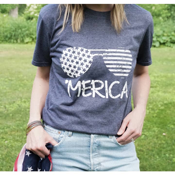 Merica 4th of July T-shirt for wholesale by Harvey + Rae Clothing Co.