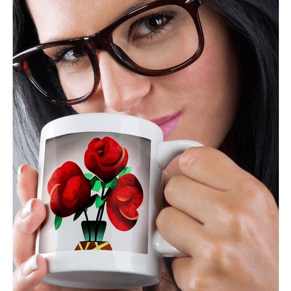 3dRose - Vendita all'ingrosso Tazza - 3dRose, Arte Deco Rose Rosse In Vaso Arte Astratta, Tazza9