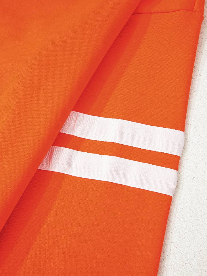 Orange Varsity Striped Detail Drop Shoulder Oversized Sweatshirt for wholesale on Faire6