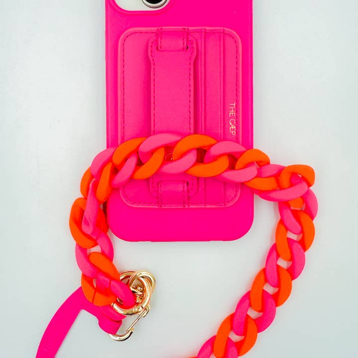 THE CÆP - Wholesale Phonecase Strap - Neon Pink/Orange Chunky Phone Chain2