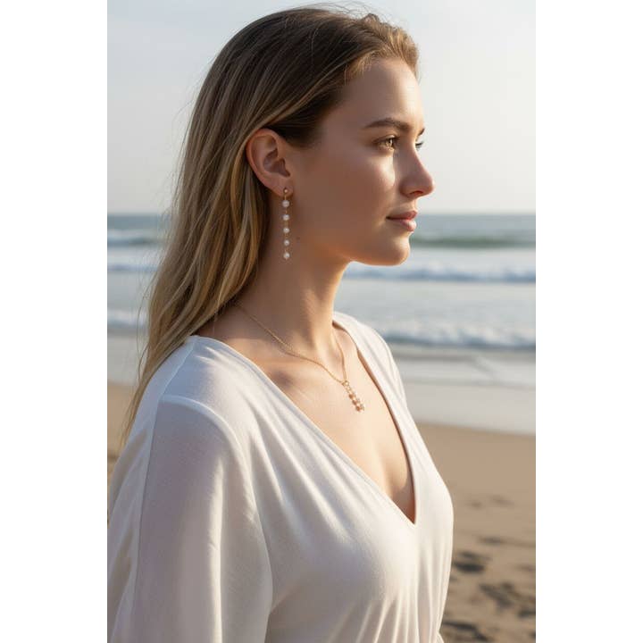 L'atelier du 6 - Wholesale Dangle Earrings - White pearl drop earrings-wedding.1