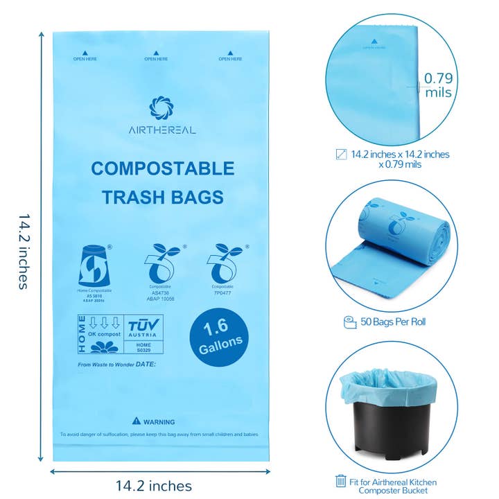 Airthereal - Wholesale Trashcan/Trash Bin - 1.6 Gallon Compostable Trash Bags2
