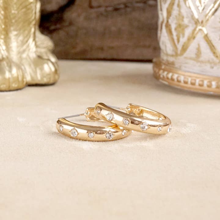 PennyLine inc - Wholesale Hoop Earrings - Classic Bubble Hoops – Gold with Crystal, Pearl, or Turquois