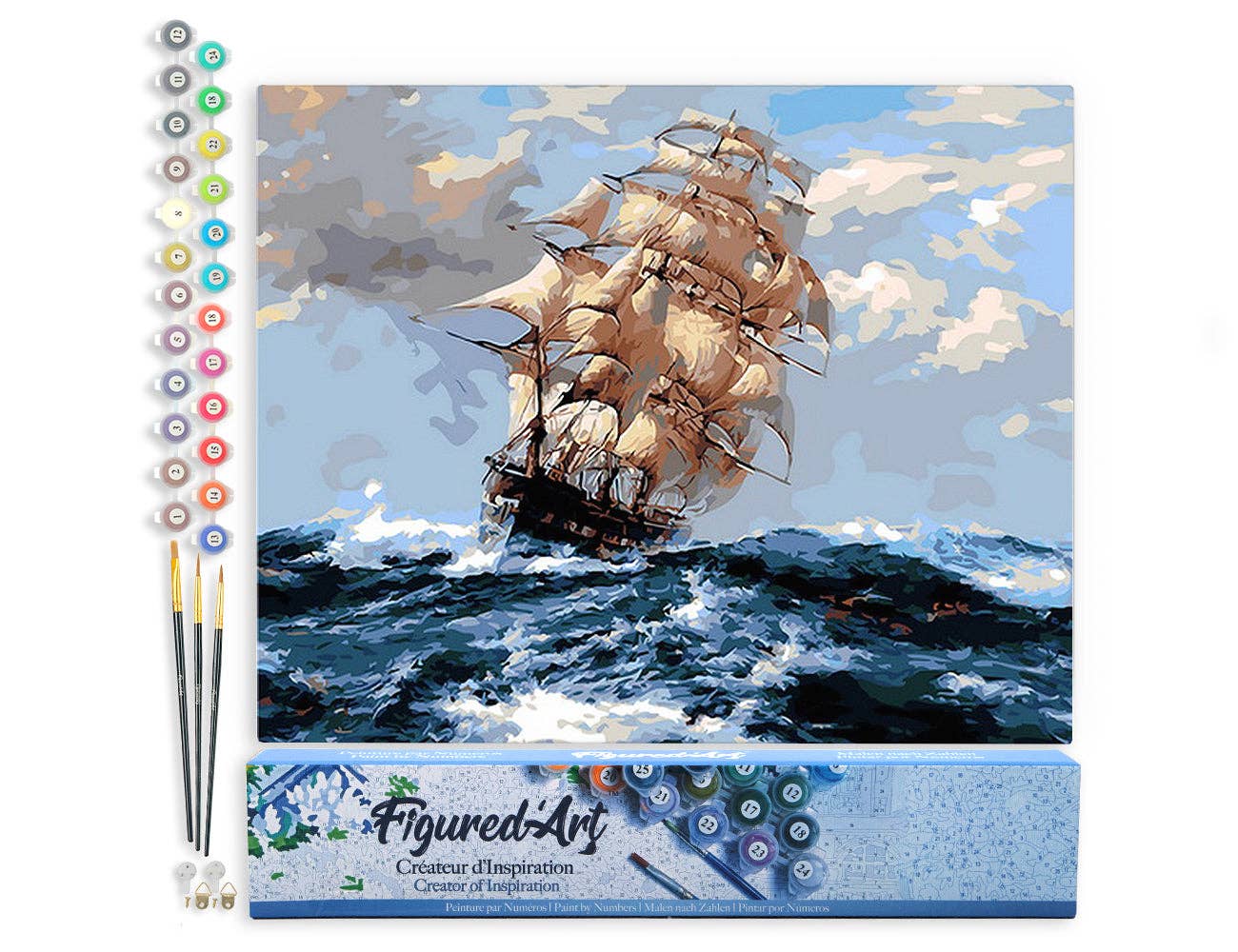 Figured'Art - Wholesale DIY Craft Kit - Paint by numbers - Sailboat and Storm0