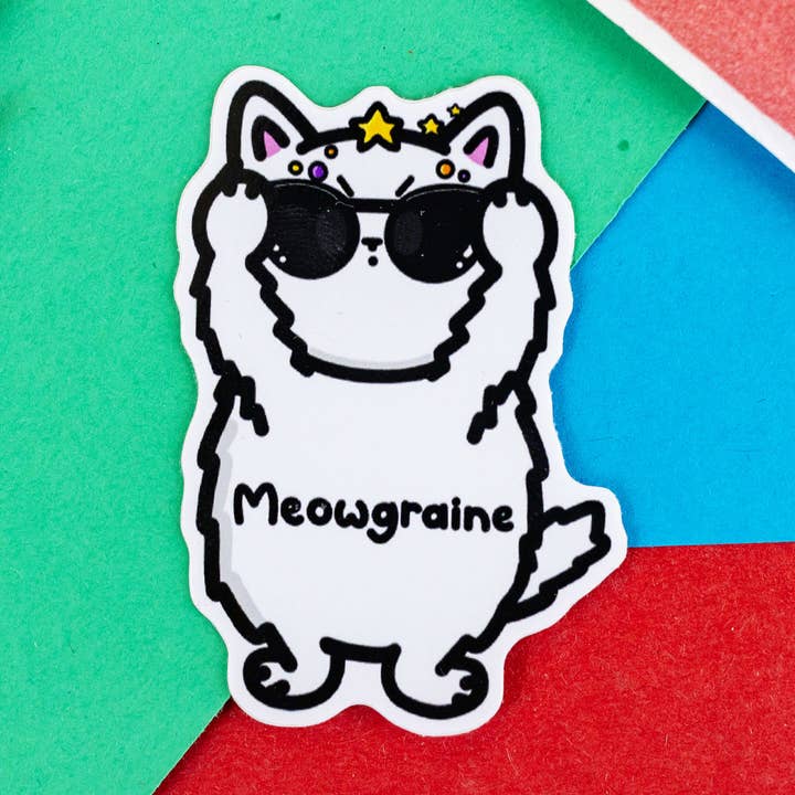 Meowgraine Cat Sticker - Migraine for wholesale by Innabox Ltd