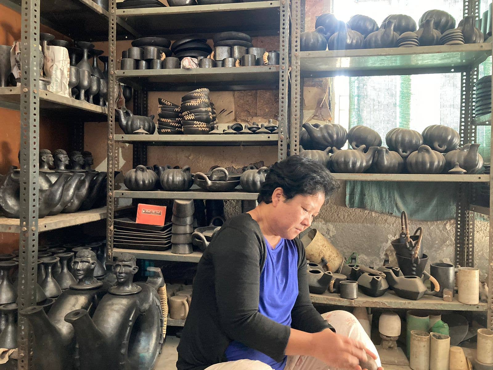 Black Home Decor Object | Longpi Pottery Decor Object | 8" for wholesale on Faire6