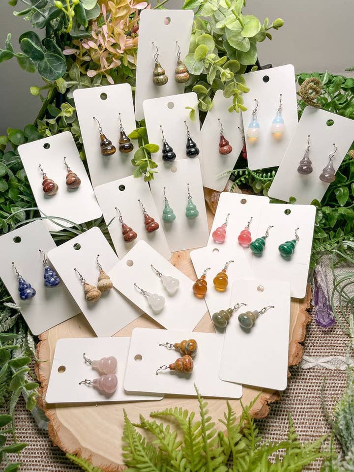 Crystal Gourd Earrings for wholesale by Copper Ashes