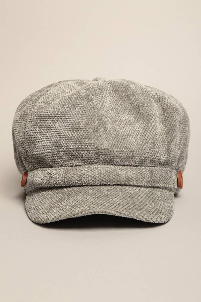 Fashion City - Vendita all'ingrosso Berretto - Donna - Cappello da donna in ciniglia con visiera Baker con elastico posteriore4