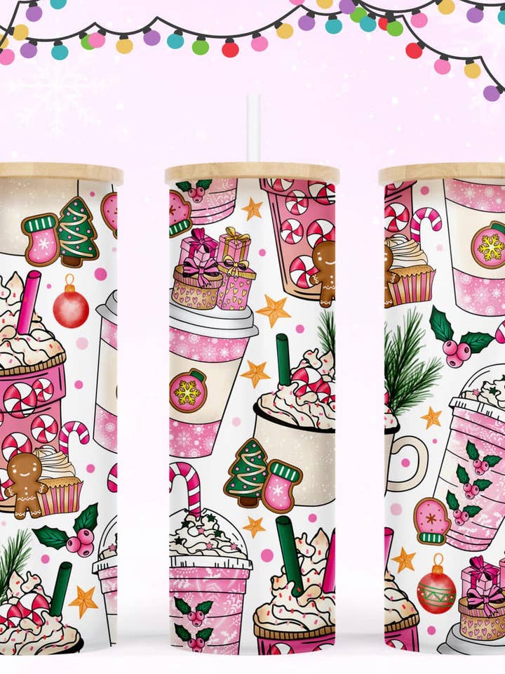 25 OZ GLASS libby with bamboo lid for wholesale by Trendy Threads Designs LLC