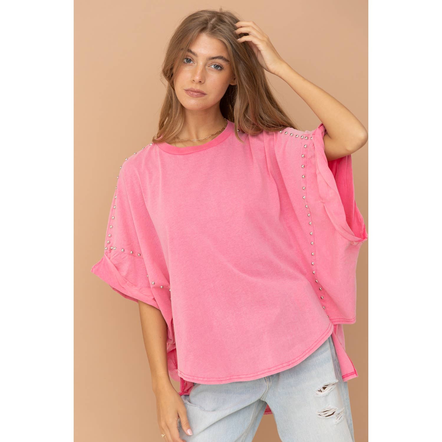 Apolline - Wholesale Tunic - Women's - STUDDED OVER SIZED HIGH LOW T SHIRT6