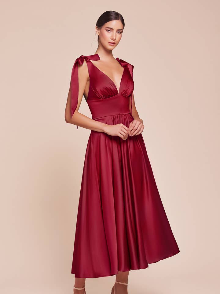 Ladivine by Cinderella Divine - Vente Robe – femme - ROBE TRAPÈZE EN SATIN LONGUEUR THÉ
