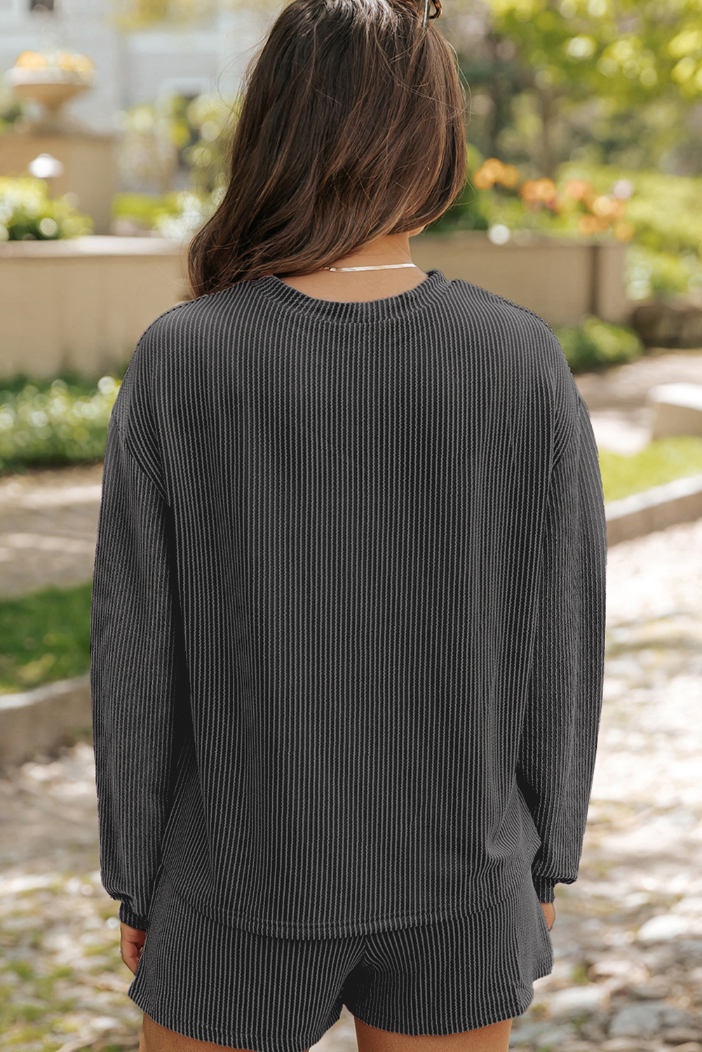 Gray Sequin Bow Mardi Gras Graphic Corded Pajamas Set  | S-2XL for wholesale on Faire1