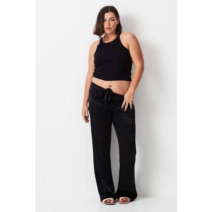 Pantalon de salon en satin - Noir pour la vente par 17 Sundays