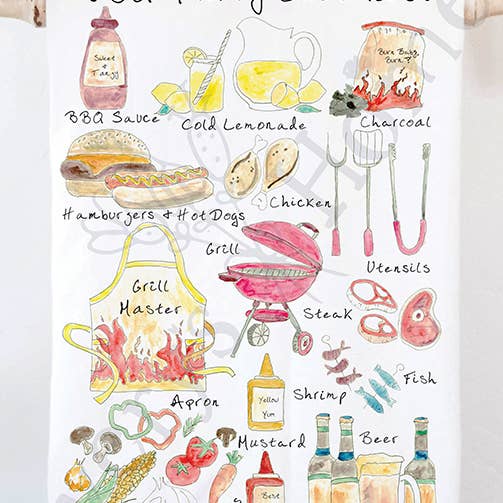 Barbeque (Bbq) Grilling Checklist Summer Tea Towel for wholesale by Avery's Home