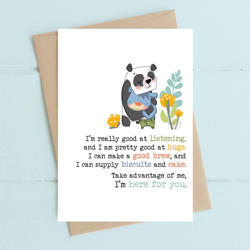 Dandelion Stationery – postal de simpatia por atacado – Ouvidos e abraços - Estou aqui para ti - Cartão de Saudações0