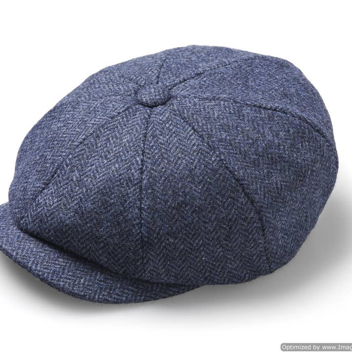Bronte Moon – Großhandel Newsboy Hat/Ballonmütze – Unisex – Newsboy Cap - Peaky Blinders Style Cap - Fischgrät Denim0