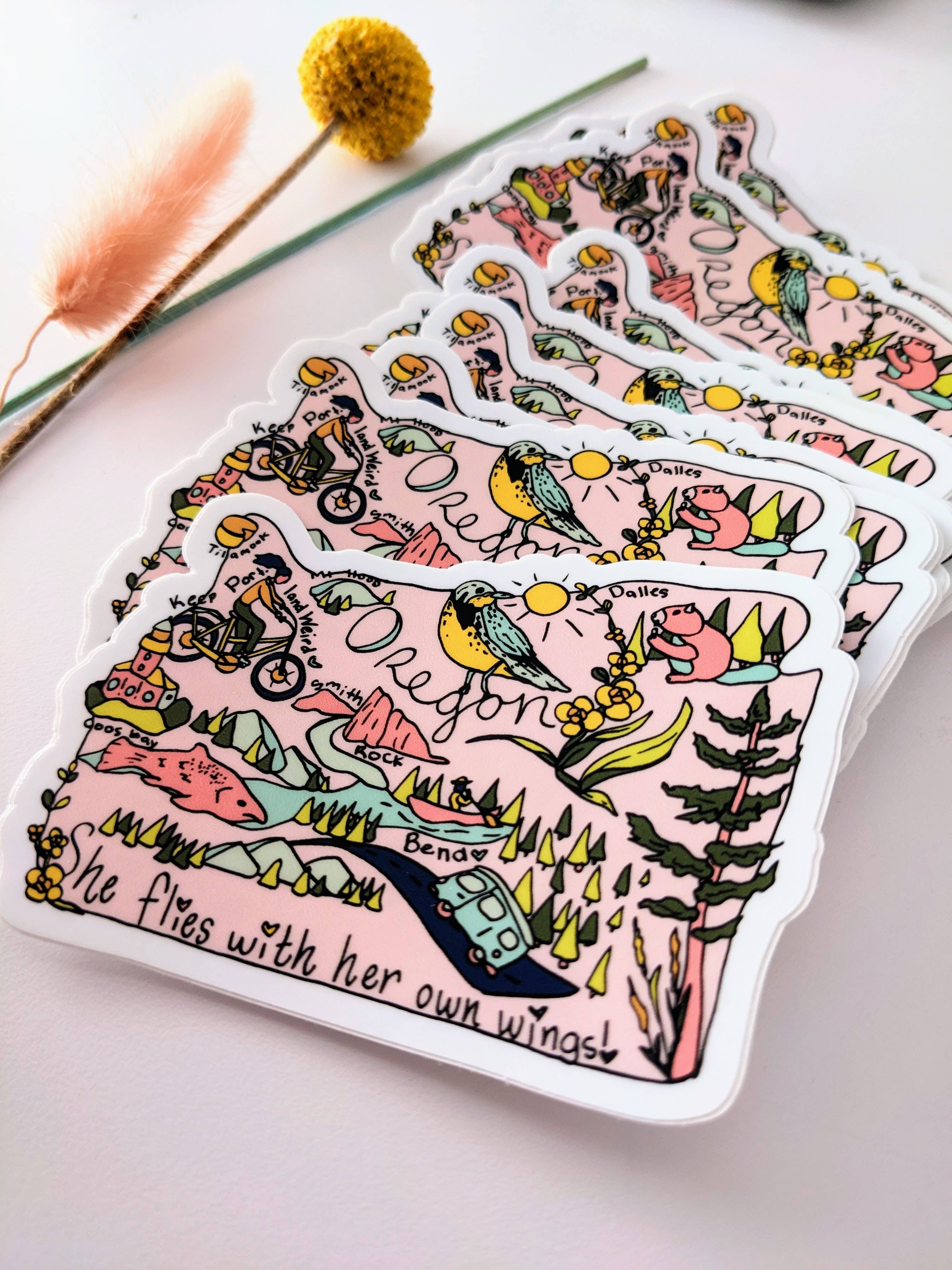 Mary Felker Art and Design - Wholesale Sticker - Oregon State Sticker, Oregon Decal, Oregon Souvenir2