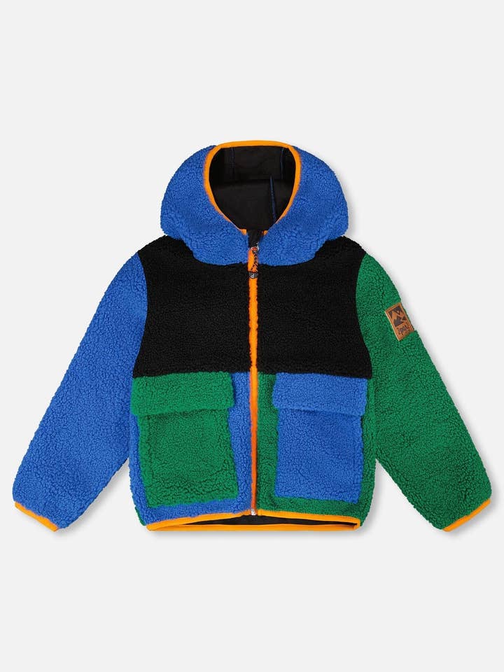Chaqueta Sherpa Bloque de Color Azul para venta al por mayor de Deux par Deux