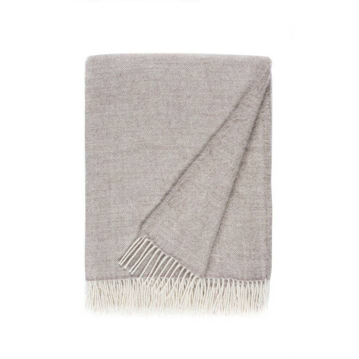 Plaid Chevron Extra fina lã merino, espinha de peixe (Bege, 130x180 cm) por atacado de WoolOnly