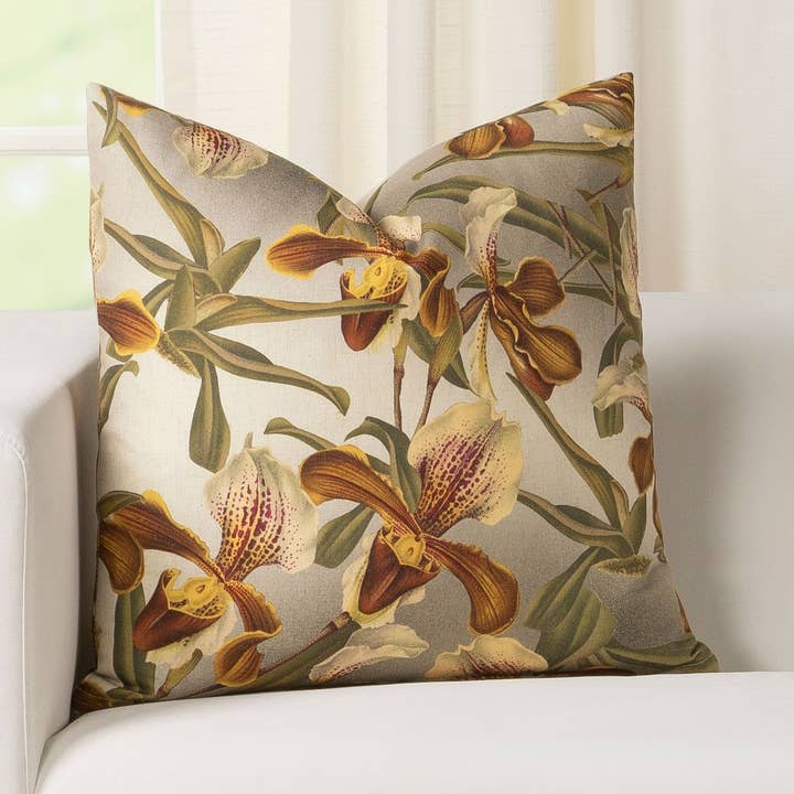 Cojín Smithsonian Lady Slipper con estampado botánico para venta al por mayor de Siscovers