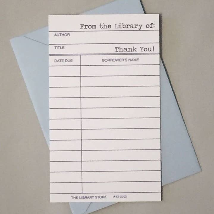 Library Borrowers Card Thank You Note Set for wholesale by theBird+theBeard