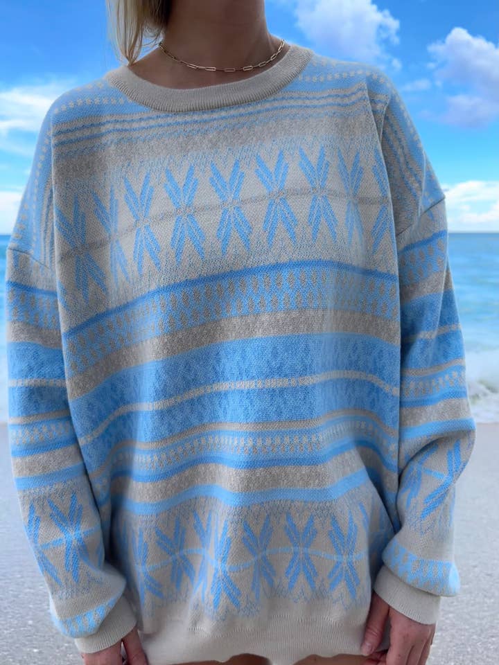 Blue Snowflake Aspen Ski Winter Sweater for wholesale on Faire