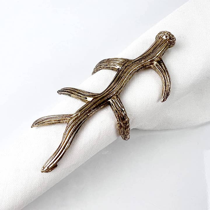 Fennco Styles - Wholesale Napkin ring - Rustic Antler Design Metal Napkin Ring5