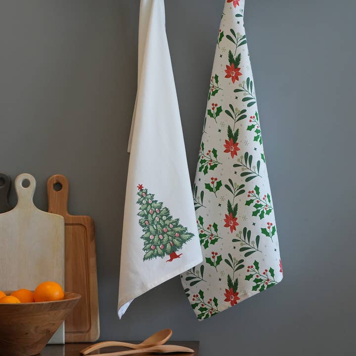 The Fine Living Company - Wholesale Tea Towel - 2-Pack 100% Cotton Christmas Kitchen Towels 18"x28"1