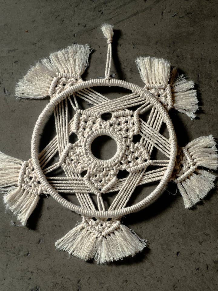 Handmade Macramé Starburst Wall Hanging – Natural Cotton for wholesale by Meraki