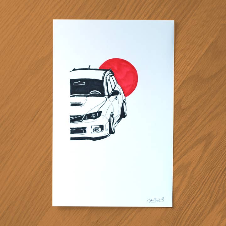 Disegno a Inchiostro di Subaru per la vendita all'ingrosso da parte di Robin Good Art & Design