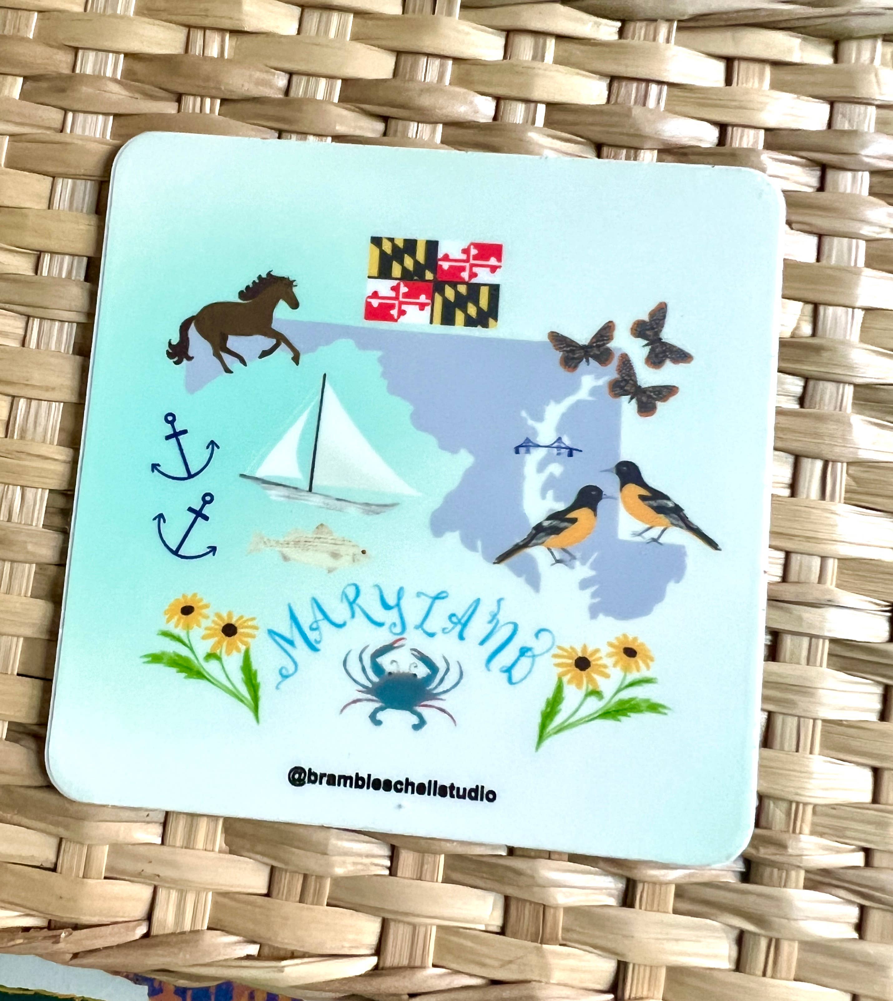 Bramble Schell Studio - Wholesale Sticker - Maryland State Vinyl Sticker 3
