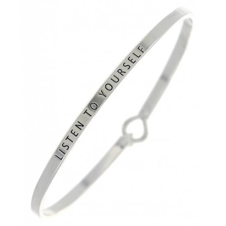 FR6583 LISTEN TO YOURSELF_3mm Message Brass Bangle for wholesale by 0011 PREMIERE