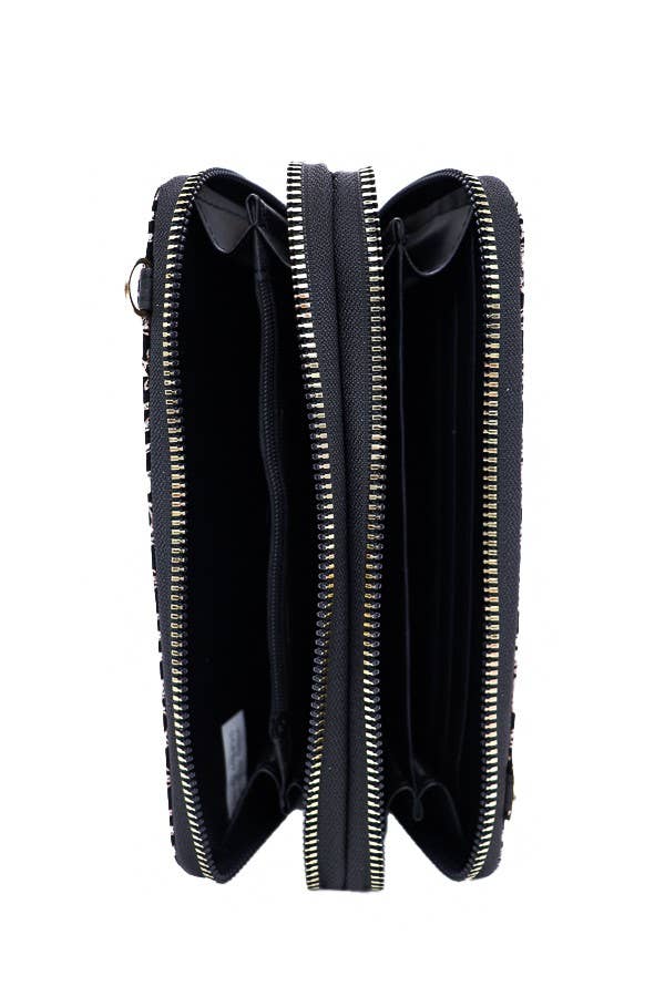 Cap Zone - Wholesale Wallet - Women's - Floral Patterned Double Zipper PU Leather Continental Wallet2