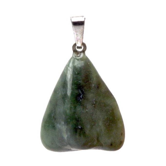 Nephrite jade pendant Canada A tumbled stone 925 silver loop for wholesale by La Boîte à Cailloux