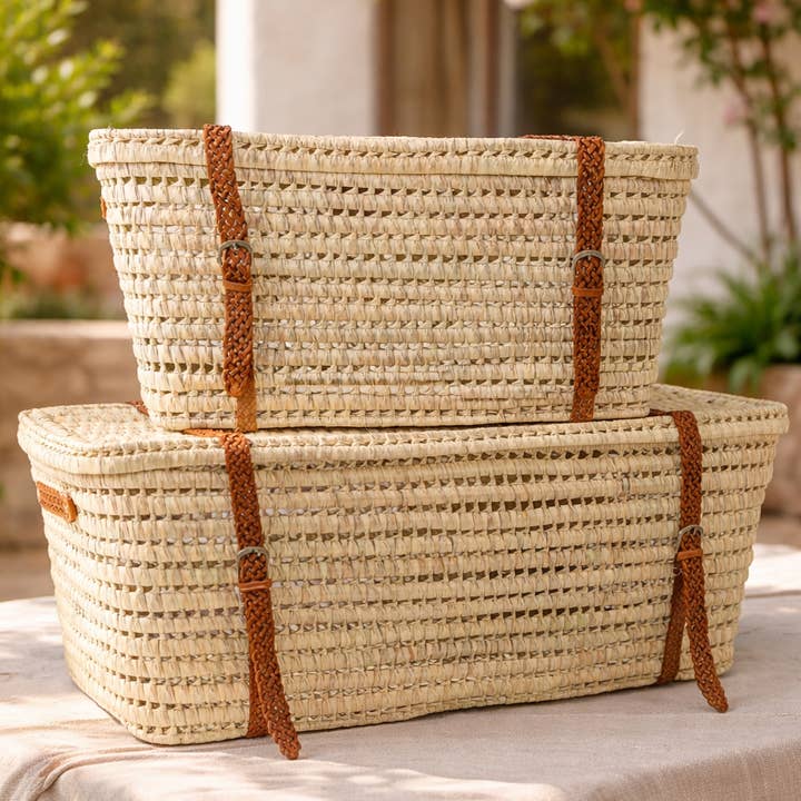 BAÚ DE ARMAZENAMENTO EM VIME - BAÚ E CESTO DE ARMAZENAMENTO Correias de couro por atacado de Mikwi