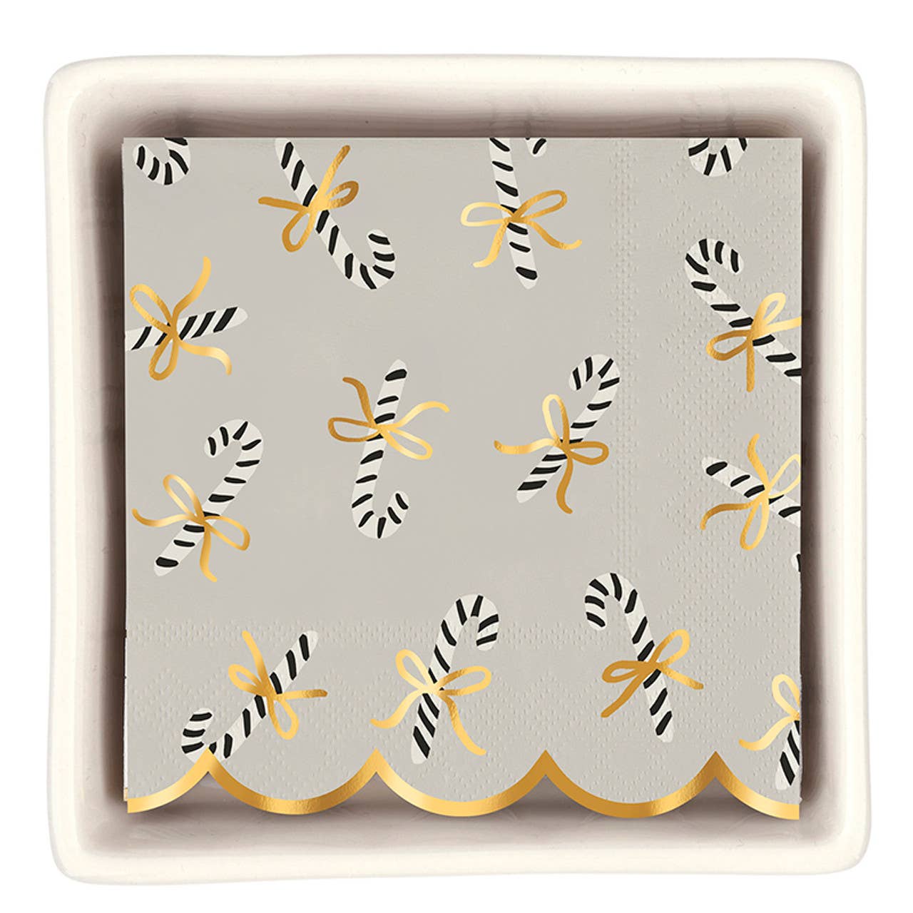 Santa Barbara Design Studio by Creative Brands - Wholesale Napkin Holder - Ceramic Napkin Tray + Napkins - Candy Canes2