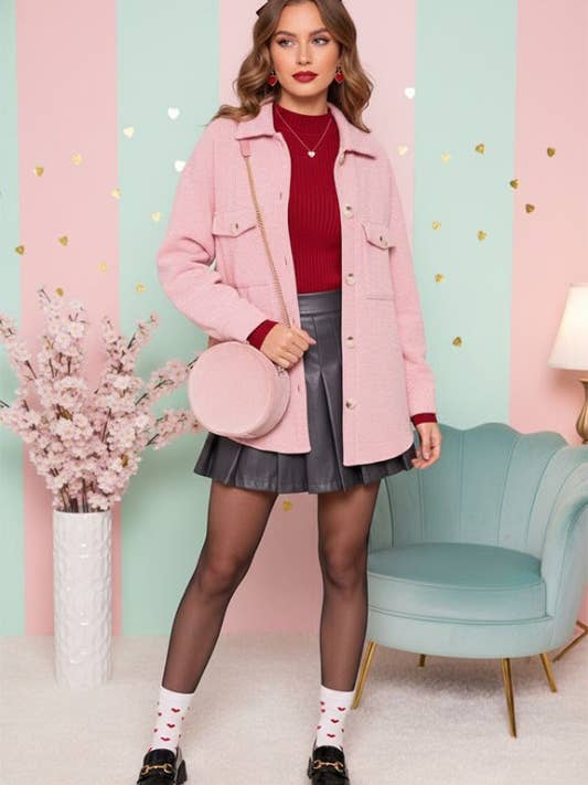 Cozy Brushed Waffle Oversized Shacket 4 for wholesale by TIMING