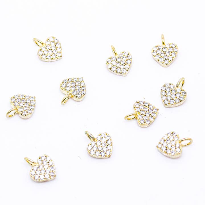 Jewel Pledge - Wholesale Individual Charm/Pendant - Gold/Silver/Rosegold CZ Heart Charm Token of Love CPG6331