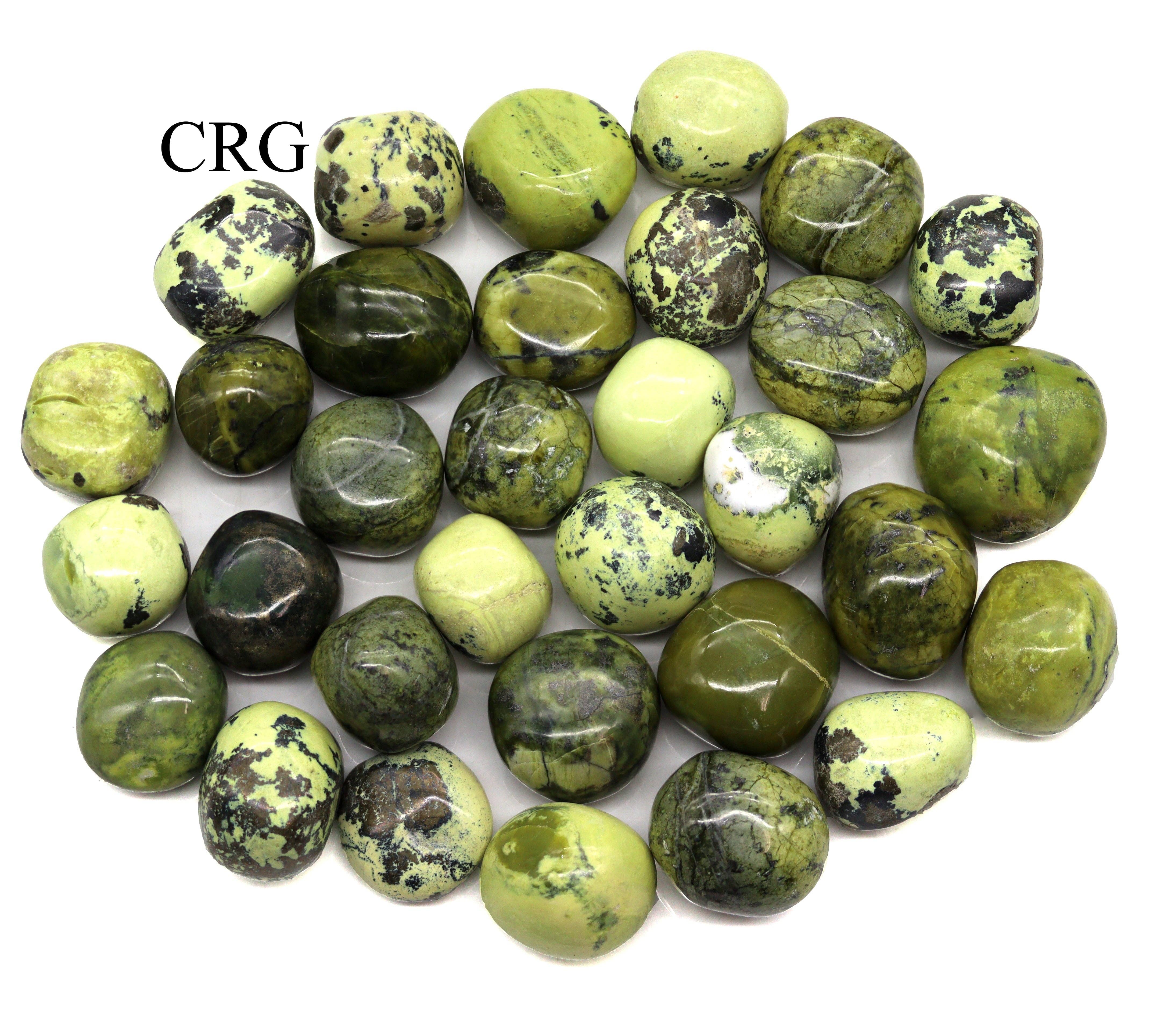 Crystal River Gems LLC - Wholesale Spiritual Stone/Crystal - 1 Piece - Peru Green Serpentine Tumbled / 25-35 MM AVG0