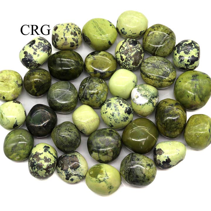 Crystal River Gems LLC - Wholesale Spiritual Stone/Crystal - 1 Piece - Peru Green Serpentine Tumbled / 25-35 MM AVG