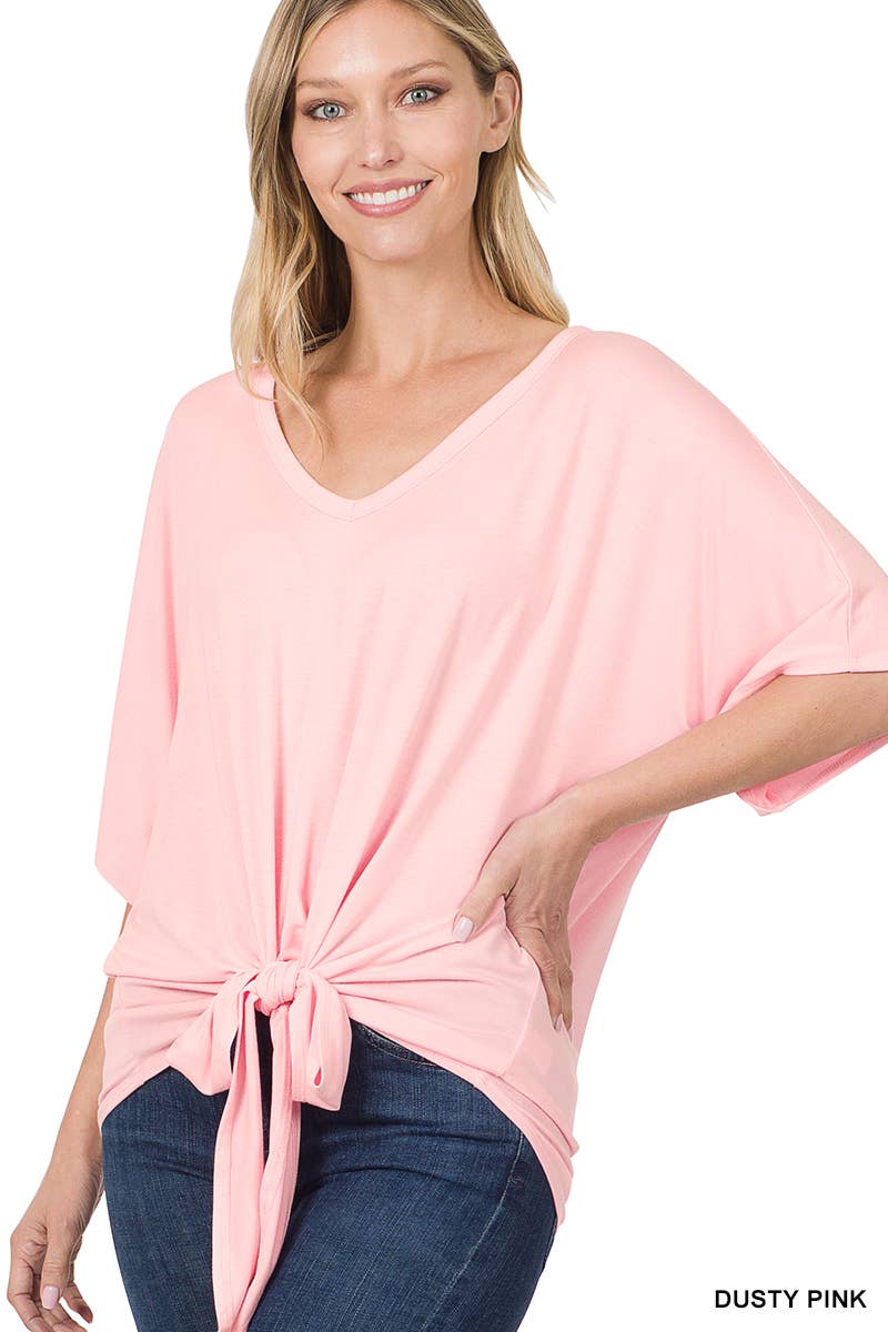 42POPS - Wholesale Tunic - Women's - ,..._ SI-18787 LUXE RAYON V-NECK TIE FRONT TOP7