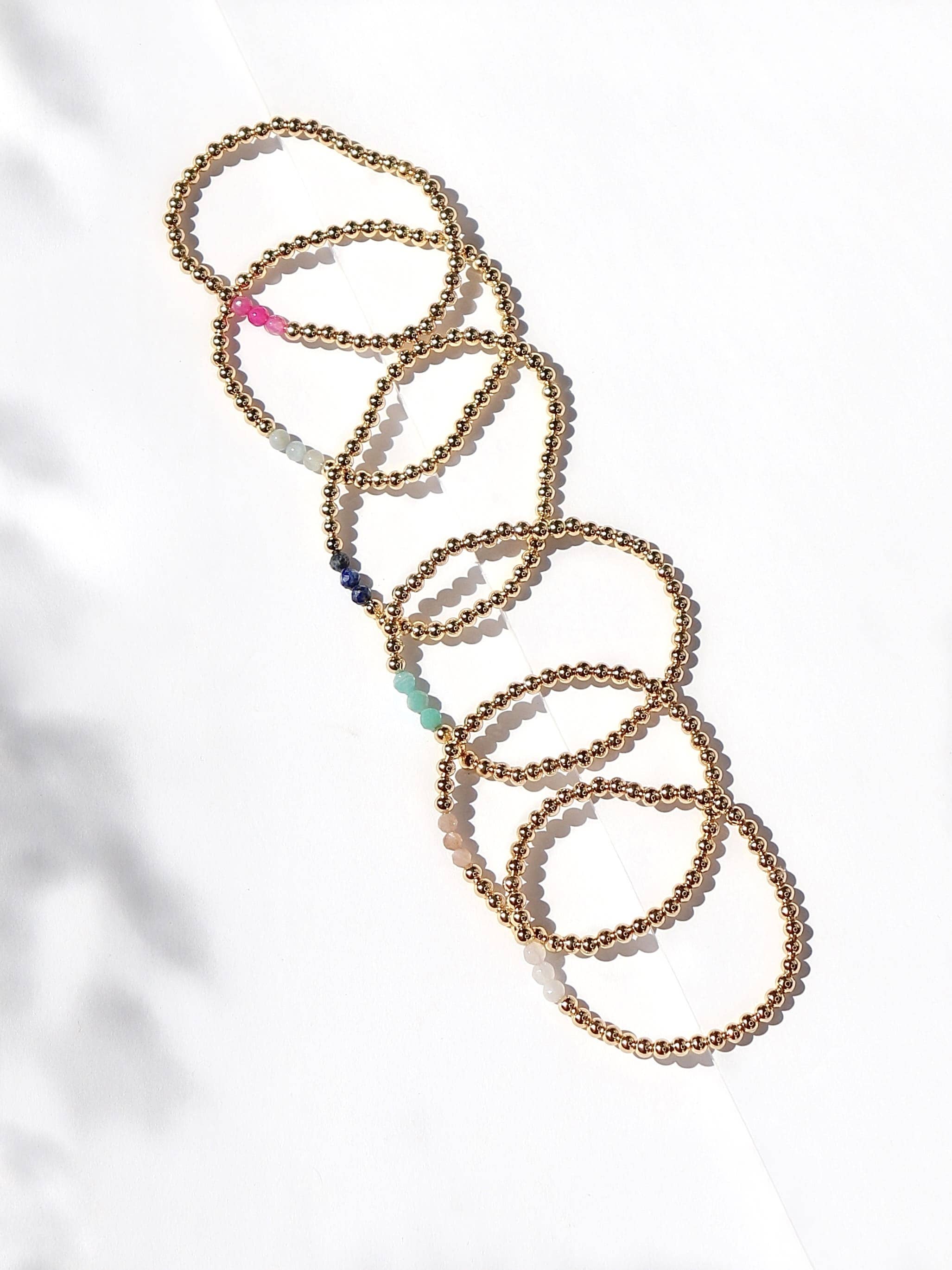 Kaylie Dawn Jewelry - Wholesale Beaded Bracelet - Set of 6: Gemma Gold Filled Stackable Bracelets Made in USA2