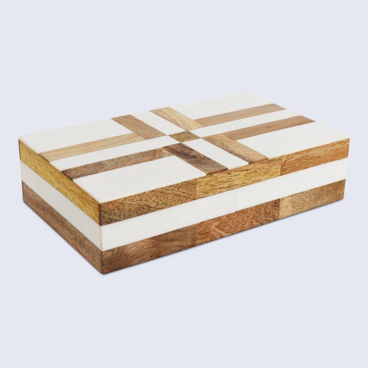 Muqeem & Brothers - Wholesale Decorative Box - Patisserie Delight Resin Wood Inlay Storage Box Art