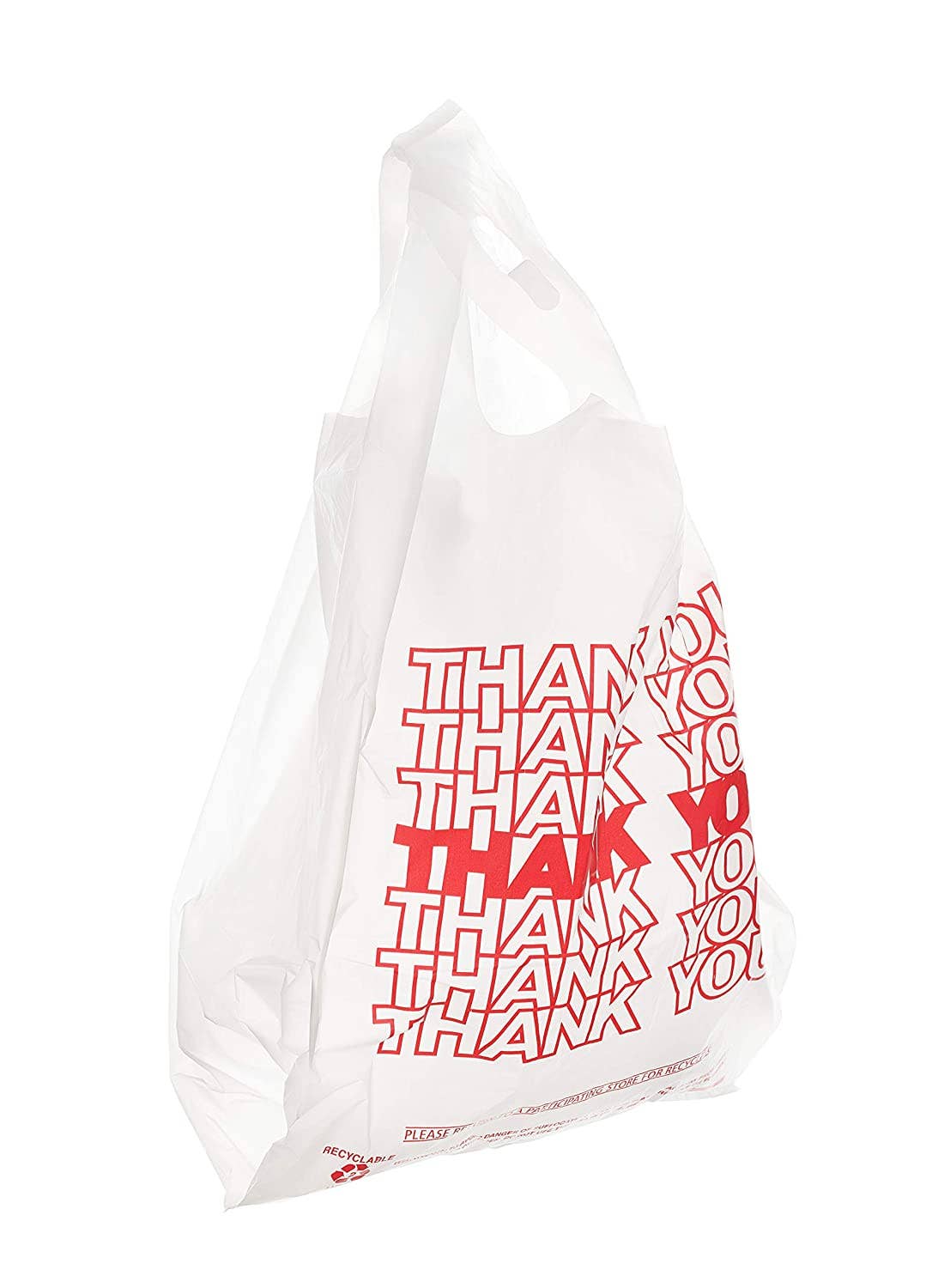 EcoQuality - Wholesale Grocery/Shopping Bag - Plastic White Thank You T-Shirt Bags1