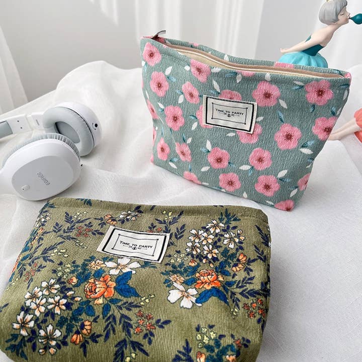 Funkyrel® Atzbranding Limited - Wholesale Makeup/Cosmetic Bag - Cosbai - Corduroy Floral Cosmetic & Storage Bag