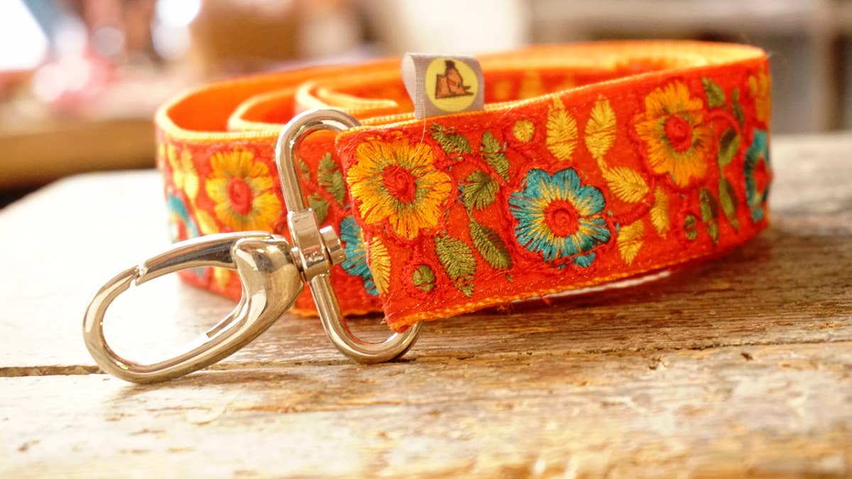 hundsfutter - Wholesale Pet Leash - Dog - Wide orange strap with flower design11