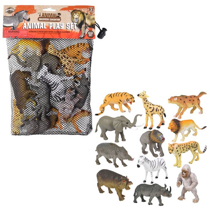 12PC MESH BAG ANIMAL ASSORTMENT LLB kids toys for wholesale by La Luna Bella - Toys