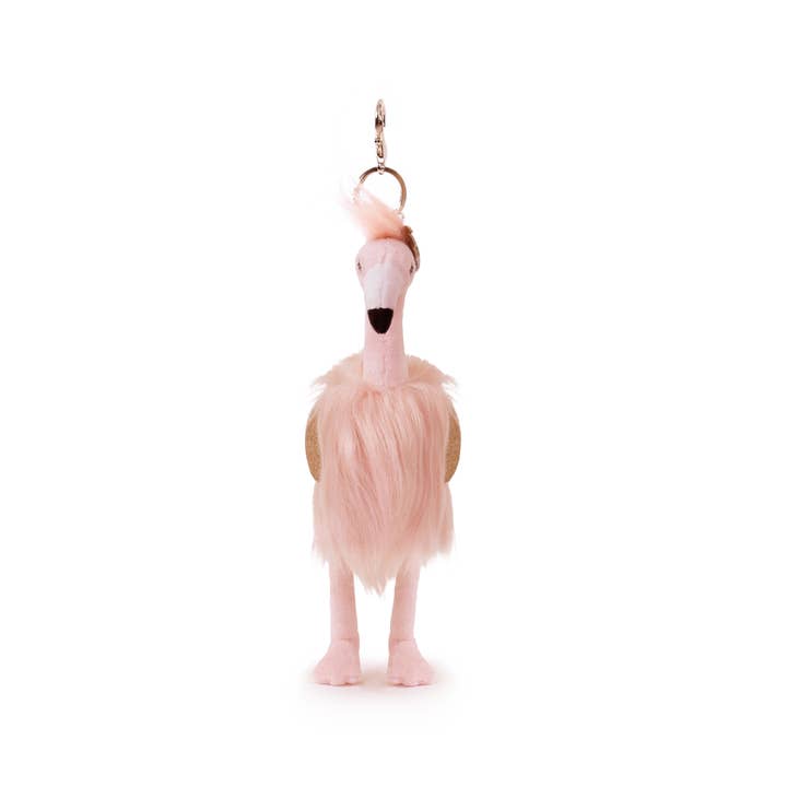 OB Australia - Wholesale Keychain - Kids - Gloria Flamingo Bag Charm (Vegan Angora) 7"/ 18 cm